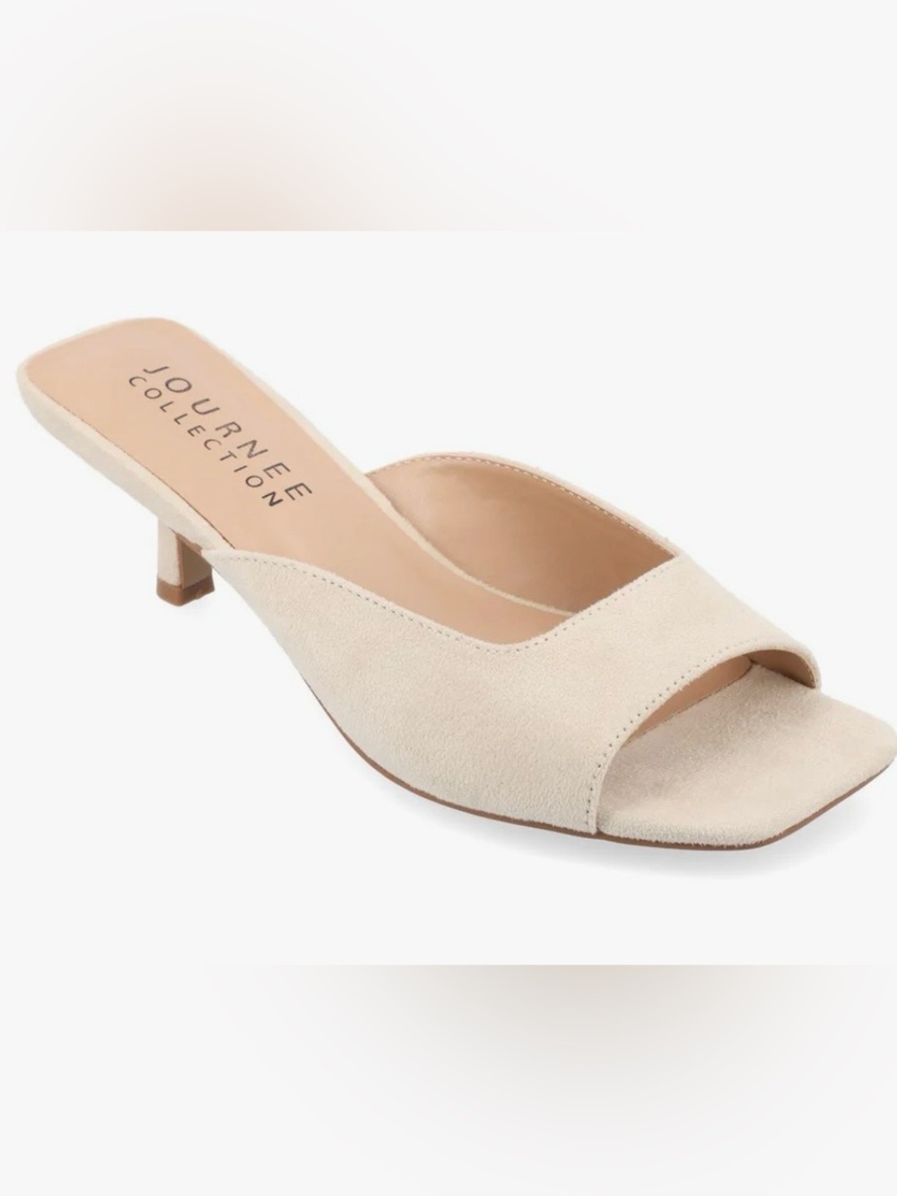 Journee Collection Larna Peep Toe Kitten Heel in Bone Size 6 NIB!